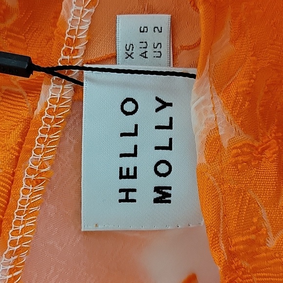 Hello Molly Moving On Out Orange And White One Shoulder Mini Dress Sz 2 - Picture 8 of 9